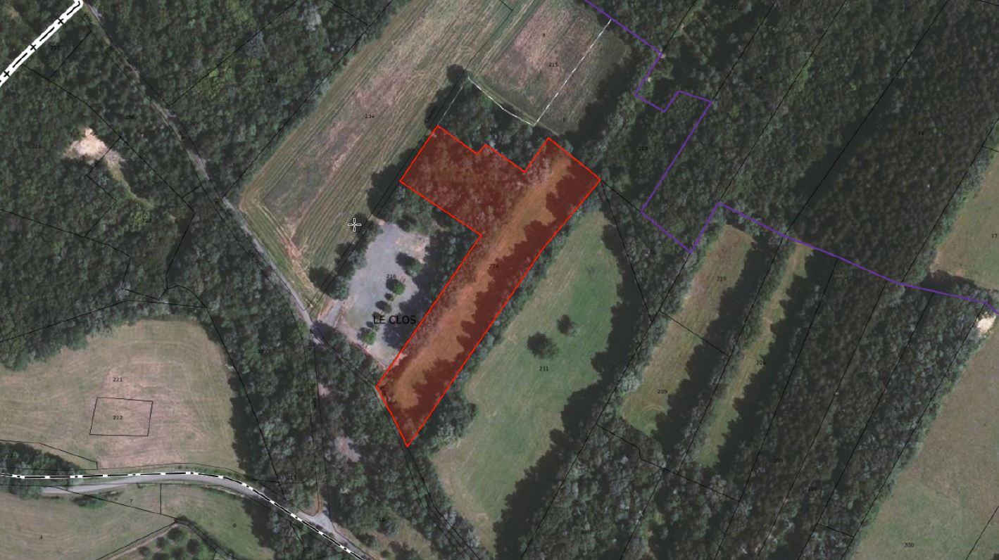 Vue satellite de la parcelle A214