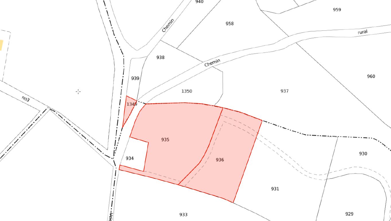 Plan cadastral des parcelles A935 / A936 / A1349